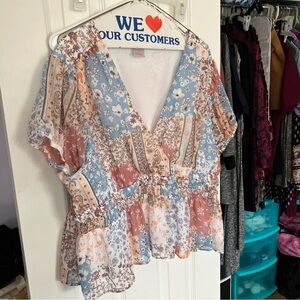 No Boundaries Bohemian Patchwork Cropped Wrap Top